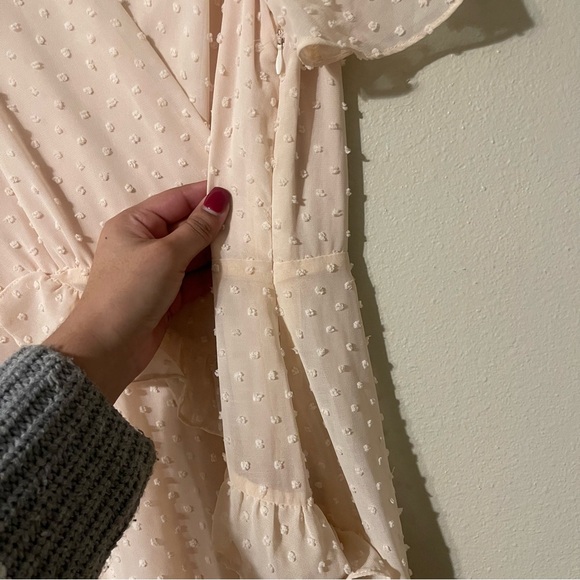 NWT LULUS Next to You Cream Swiss Dot Ruffled Midi Dress - Picture 7 of 7